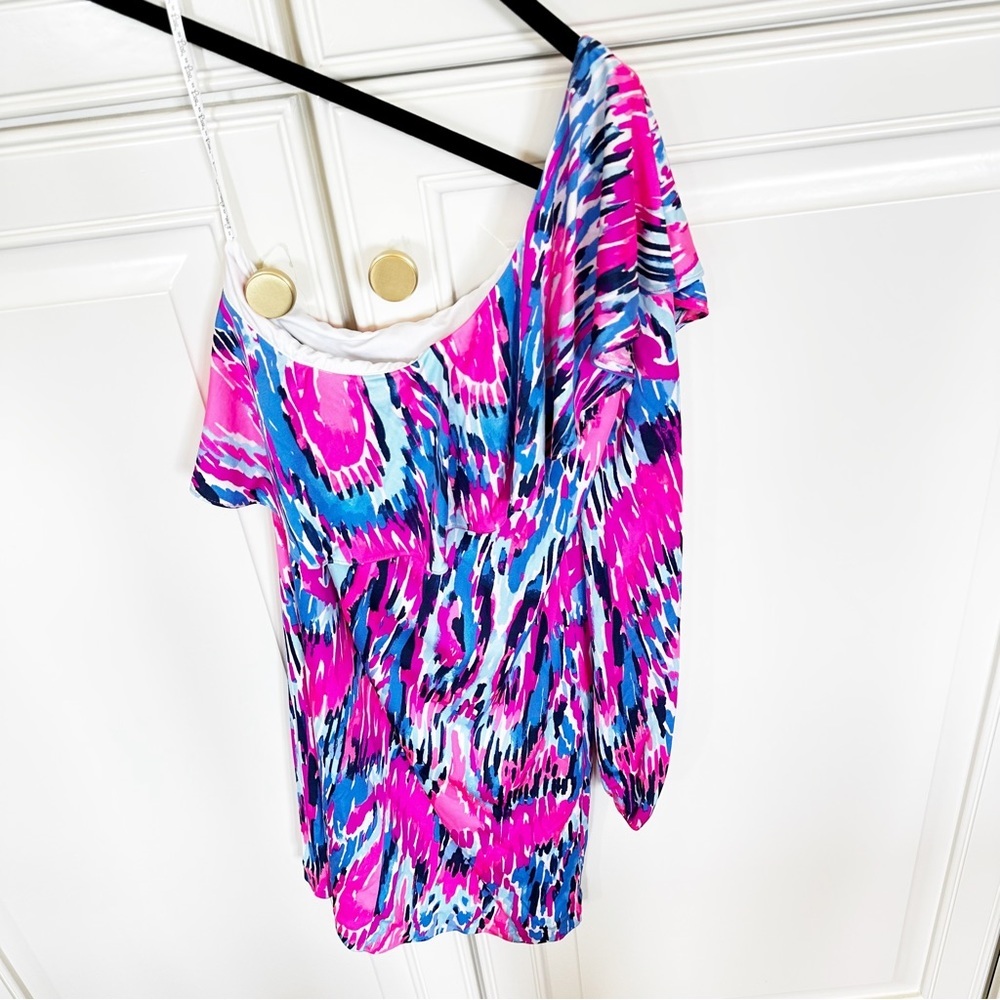 Lilly Pulitzer Amante Women’s Pink Neon One Shoulder Cocktail Coastal Beach‎ NWT - Picture 7 of 13